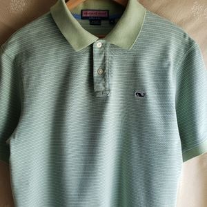 Vineyard Vines Men's Polo Short Sleeve Shirt Size Medium. Green Striped.